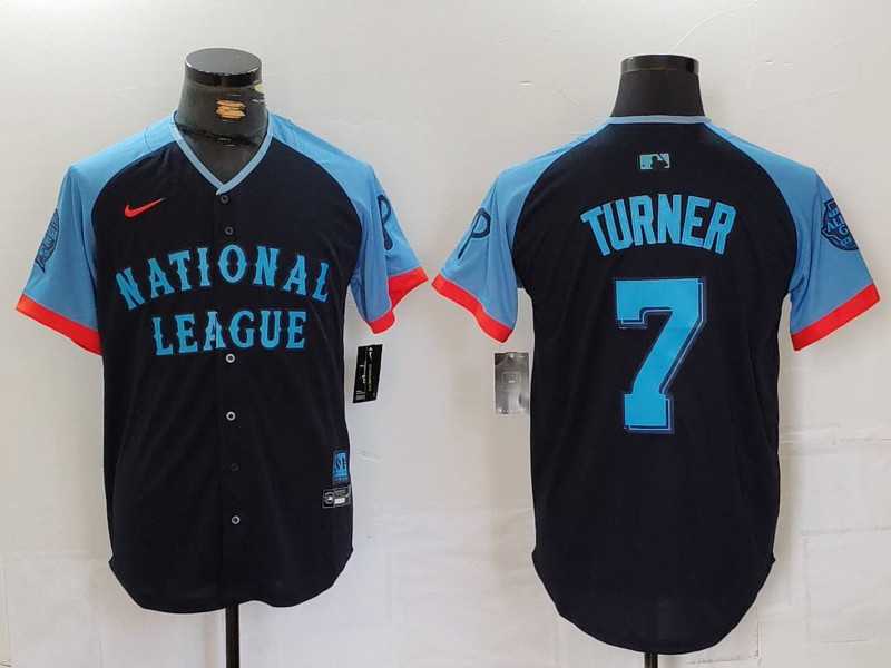 Mens Philadelphia Phillies #7 Trea Turner Navy 2024 All Star Limited Stitched Jersey